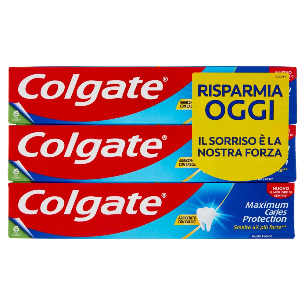 Colgate dentifricio Maximum Caries Protection, protezione carie 3x75 ml